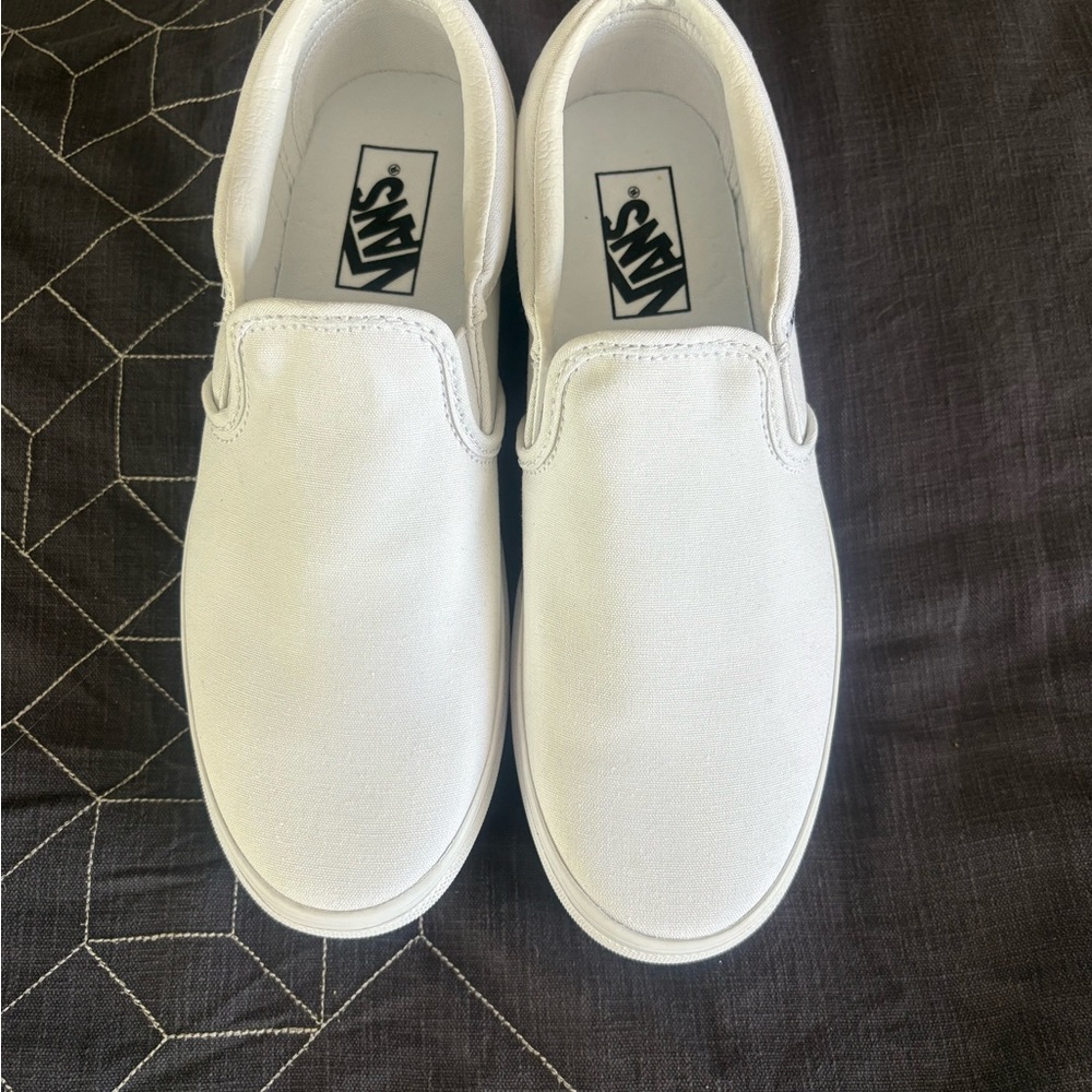 Vans® WHITE Asher Platform Women's Slip-On Shoes Sneakers Sz 8.5 - Picture 10 of 15